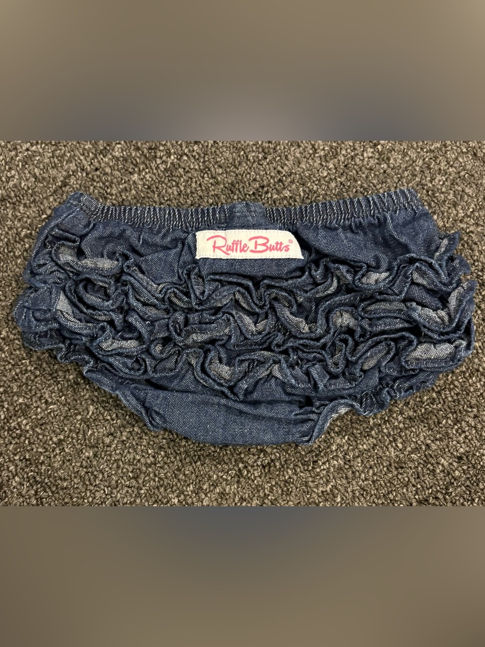 Ruffle Butts Denim-Style Navy Ruffle Diaper Cover